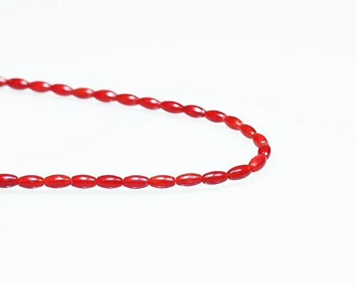 Oval Red Coral (Dyed) Beads 3.5x6mm | Sold By 1 Strand(7.5-8") | BS0012